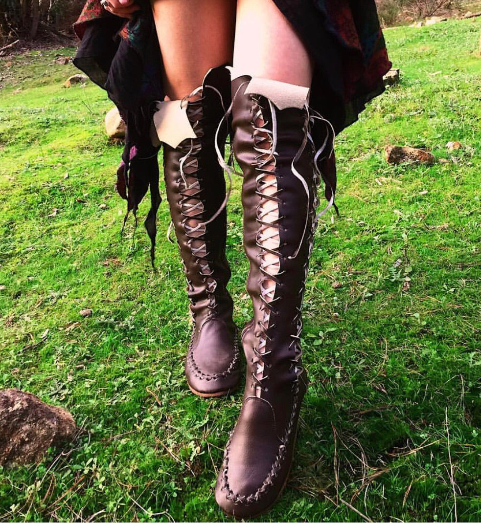'Madagascar Chocolate' Vegan Pleather Knee High Boots