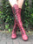 'Clockwork Fairy' Knee High Boots in Oxblood with Black Soles