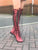 'Clockwork Fairy' Knee High Boots in Oxblood with Black Soles