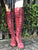 'Clockwork Fairy' Knee High Boots in Oxblood with Tan Soles