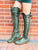 'Clockwork Fairy' Knee High Boots in Dark Forest Green for Pre Order
