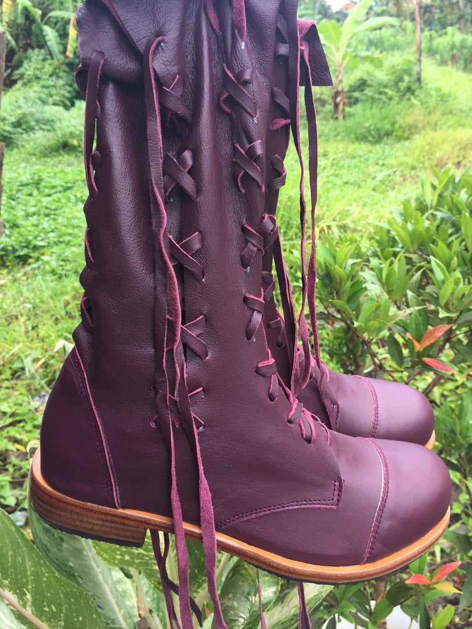 'Clockwork Fairy' Ankle Boots in Plum for Pre Order