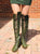'Clockwork Fairy' Knee High Boots in Dark Forest Green for Pre Order