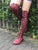 'Clockwork Fairy' Knee High Boots in Oxblood with Black Soles