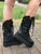 Black Leather Ankle Platform Boots for Pre Order