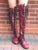 'Clockwork Fairy' Knee High Boots in Oxblood with Black Soles