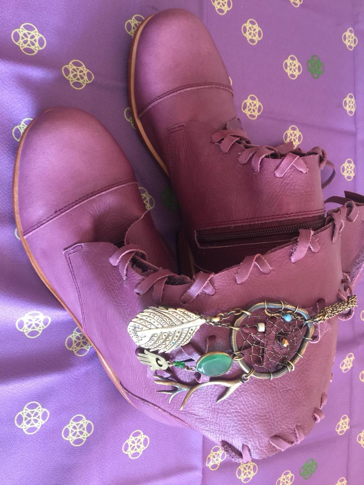 'Clockwork Fairy' Ankle Boots in Plum for Pre Order