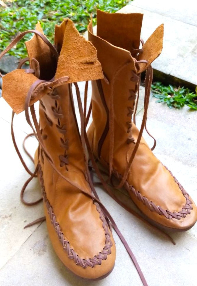 Botines de cuero color tostado - 50% de descuento